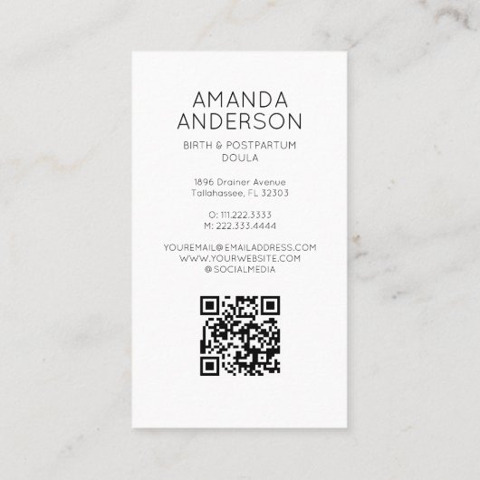 Birth Doula Midwife Pregnancy Birth Coach Qr Code 名刺 (裏面)