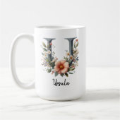 Birth Flower Coffee Mug, Custom Floral Initial Mug コーヒーマグカップ (左)