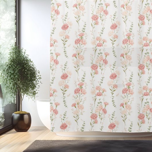 Birth Flower Jan Carnation Shower Curtain シャワーカーテン