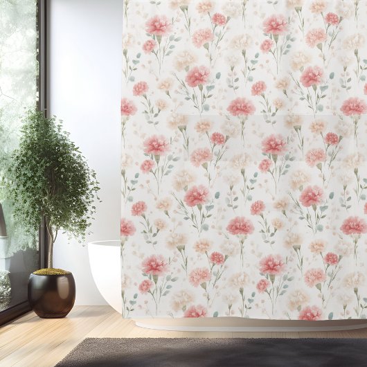 Birth Flower Jan Carnation Shower Curtain シャワーカーテン