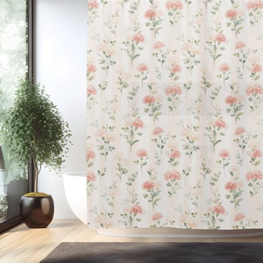 Birth Flower Jan Carnation Shower Curtain シャワーカーテン
