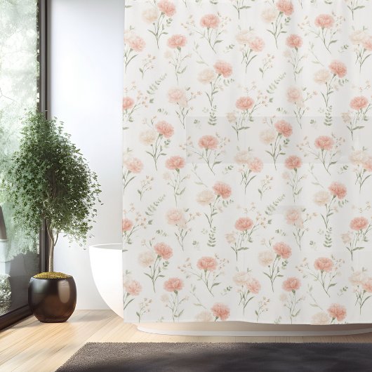Birth Flower Jan Carnation Shower Curtain シャワーカーテン