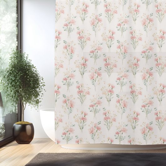 Birth Flower Jan Carnation Shower Curtain シャワーカーテン