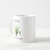 Birth Flower Lily of the Valley for Mom with Year コーヒーマグカップ (正面左)