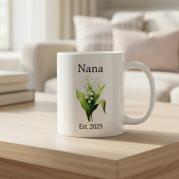 Birth Flower Lily of the Valley for Nana with Year コーヒーマグカップ