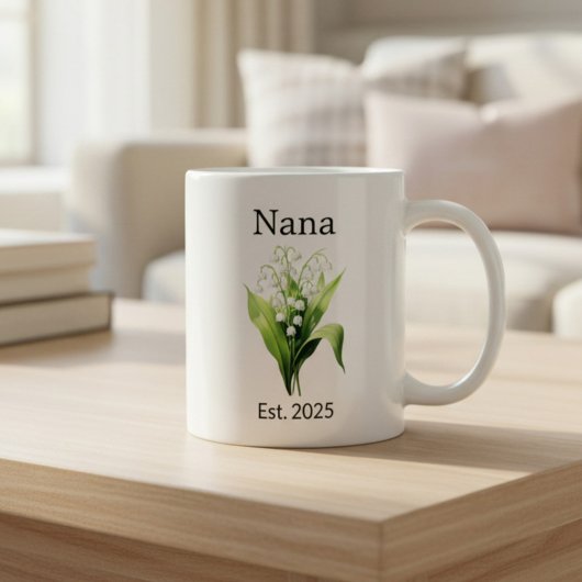 Birth Flower Lily of the Valley for Nana with Year コーヒーマグカップ
