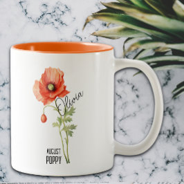 Birth Flower Month August Poppy Name ツートーンマグカップ