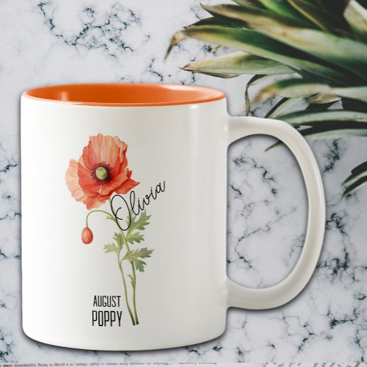 Birth Flower Month August Poppy Name  ツートーンマグカップ