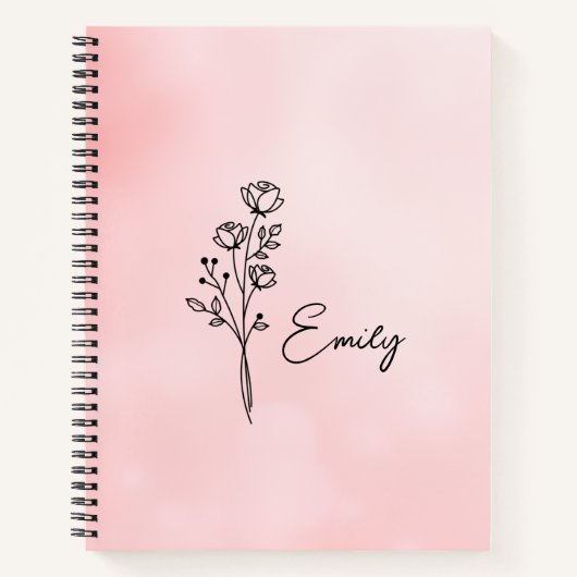 Birth Flower Personalized Journal, Birth Month Flo ノートブック (正面)