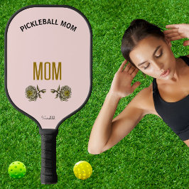 Birth Flower Personalized Pickleball Mom Name Gift ピックルボールラケット