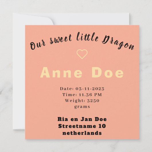 Birth Girl, Card Cute Dragon  (裏面)