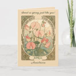 Birth Month Flower Sweet Pea Blooms カード