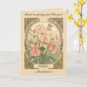 Birth Month Flower Sweet Pea Blooms カード (黄色い花)
