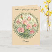 Birth Month Flower Sweet Pea Garden カード (黄色い花)