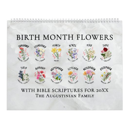 BIRTH MONTH FLOWERS 2026 Christian カレンダー (カバー)