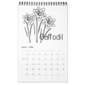 Birth Month Flowers Calendar カレンダー (3月 2026)