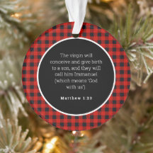 Birth of Jesus Red Gingham Acrylic Ornament