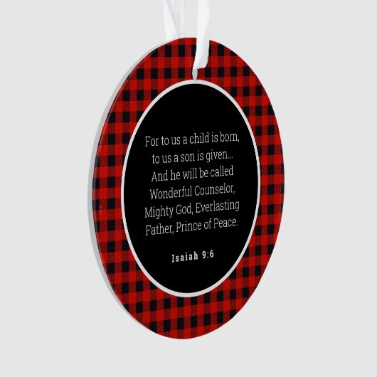 Birth of Jesus Red Gingham Acrylic Ornament オーナメント (正面)