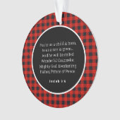 Birth of Jesus Red Gingham Acrylic Ornament オーナメント (正面)