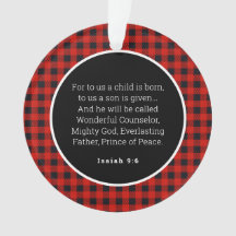 Birth of Jesus Red Gingham Acrylic Ornament