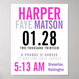 Birth Stat Creations - customizable poster ポスター