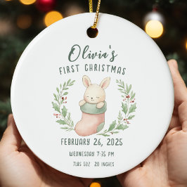 Birth Stats Personalized Baby First Christmas セラミックオーナメント