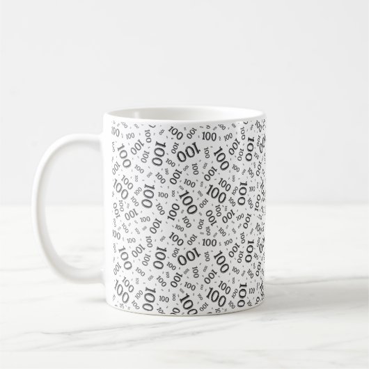 Birthday 100 Black/White Random Number Pattern コーヒーマグカップ (左)