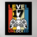 Birthday 17th Level Unlocked 17 Gaming Vintage ポスター<br><div class="desc">Birthday 17th Level Unlocked 17 Gaming Vintage</div>