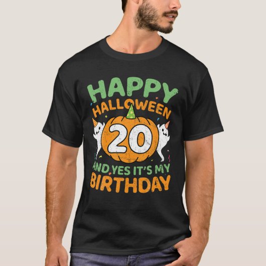 Birthday 20 Years Old Pumpkin Halloween 20Th Mens Tシャツ (正面)