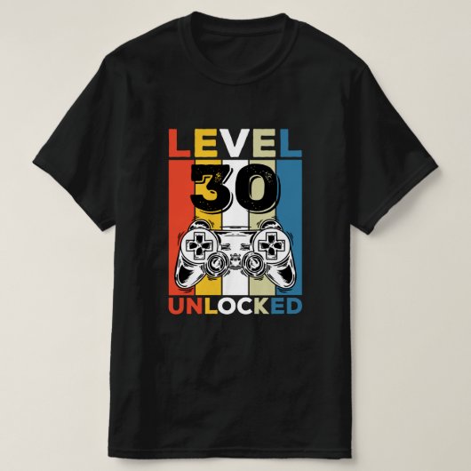 Birthday 30th Level Unlocked 30 Gaming Vintage Tシャツ (デザイン正面)