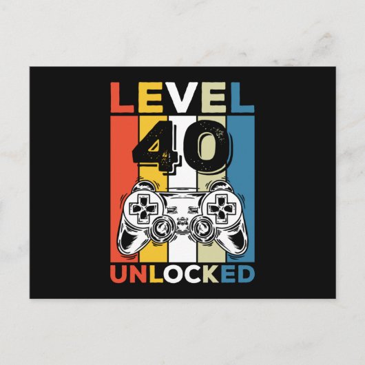 Birthday 40th Level Unlocked 40 Gaming Vintage ポストカード (正面)