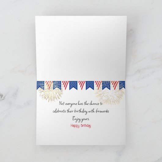 Birthday 4th of July Hot Dog With Beer カード (内部)