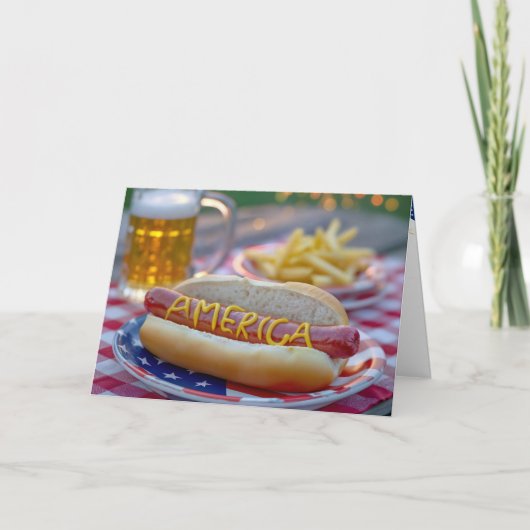 Birthday 4th of July Hot Dog With Beer カード (正面)