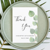 Birthday 50 eucalyptus greenery modern script サンキューカード