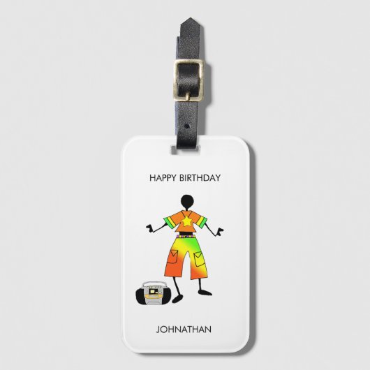 Birthday, African Art Awesome Celebration  ラゲッジタグ (正面縦)