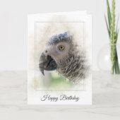 Birthday African Gray Parrot Macro カード (正面)