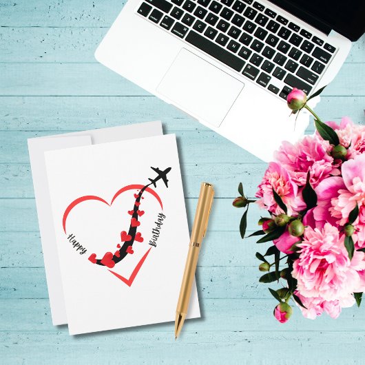 Birthday Airplane Heart Airline Flight Attendant シーズンカード