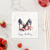 Birthday American Flag High Heel Shoes on Stars スタンダードカクテルナプキン (インサイチュ)
