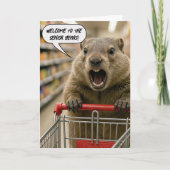 Birthday Angry Ground Hog Grocery Shopper カード (正面)