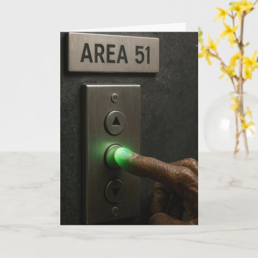Birthday Area 51 Elevator Button カード (黄色い花)