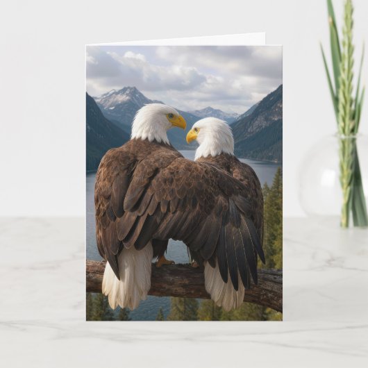 Birthday Bald Eagles on a Branch カード (正面)