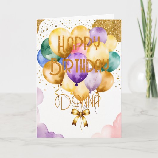 Birthday Balloons. Add Name. カード (正面)