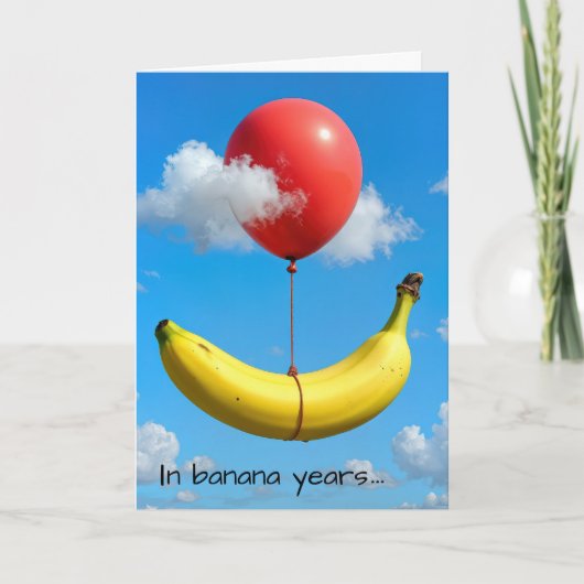 Birthday Banana With Red Balloon カード (正面)