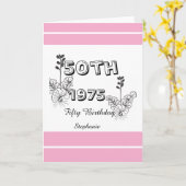 Birthday Bash Personalized 50th milestone birthday カード (黄色い花)