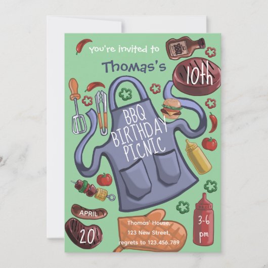 Birthday bbq picnic Invitation 招待状 (正面)