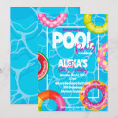 Birthday Bday Pool Party 招待状 (正面/裏面)
