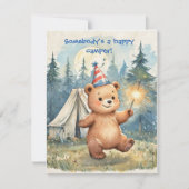 Birthday Bear Birthday Digital Download Invitation 招待状 (正面)