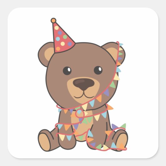 Birthday Bear For Children A Birthday Bear Square スクエアシール (正面)