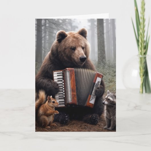 Birthday Bear Playing the Accordion カード (正面)