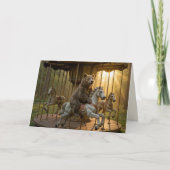 Birthday Bear Riding on a Carousel カード (正面)